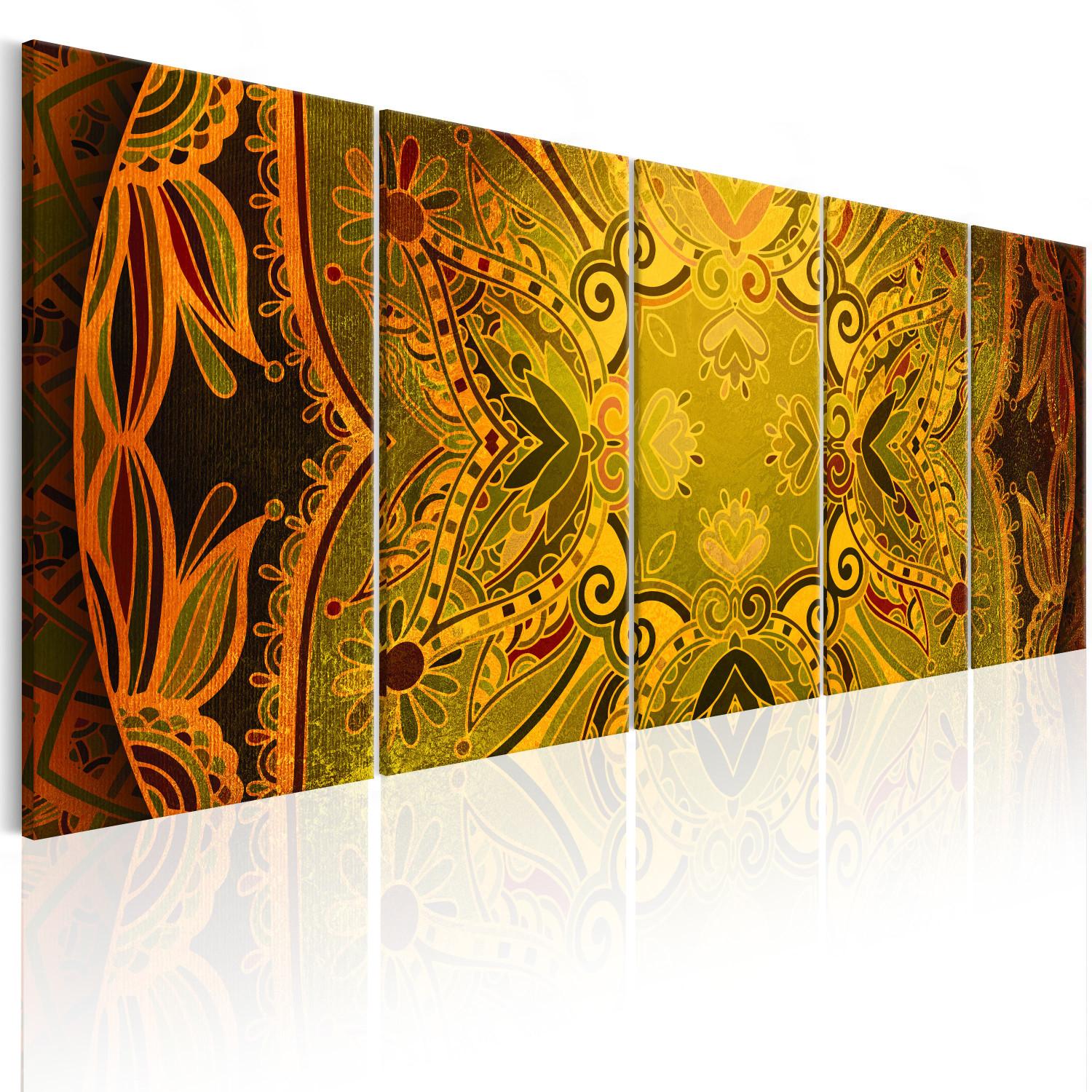 Cuadro Patrón oriental - un fragmento de mandala en cálidos colores otoñales