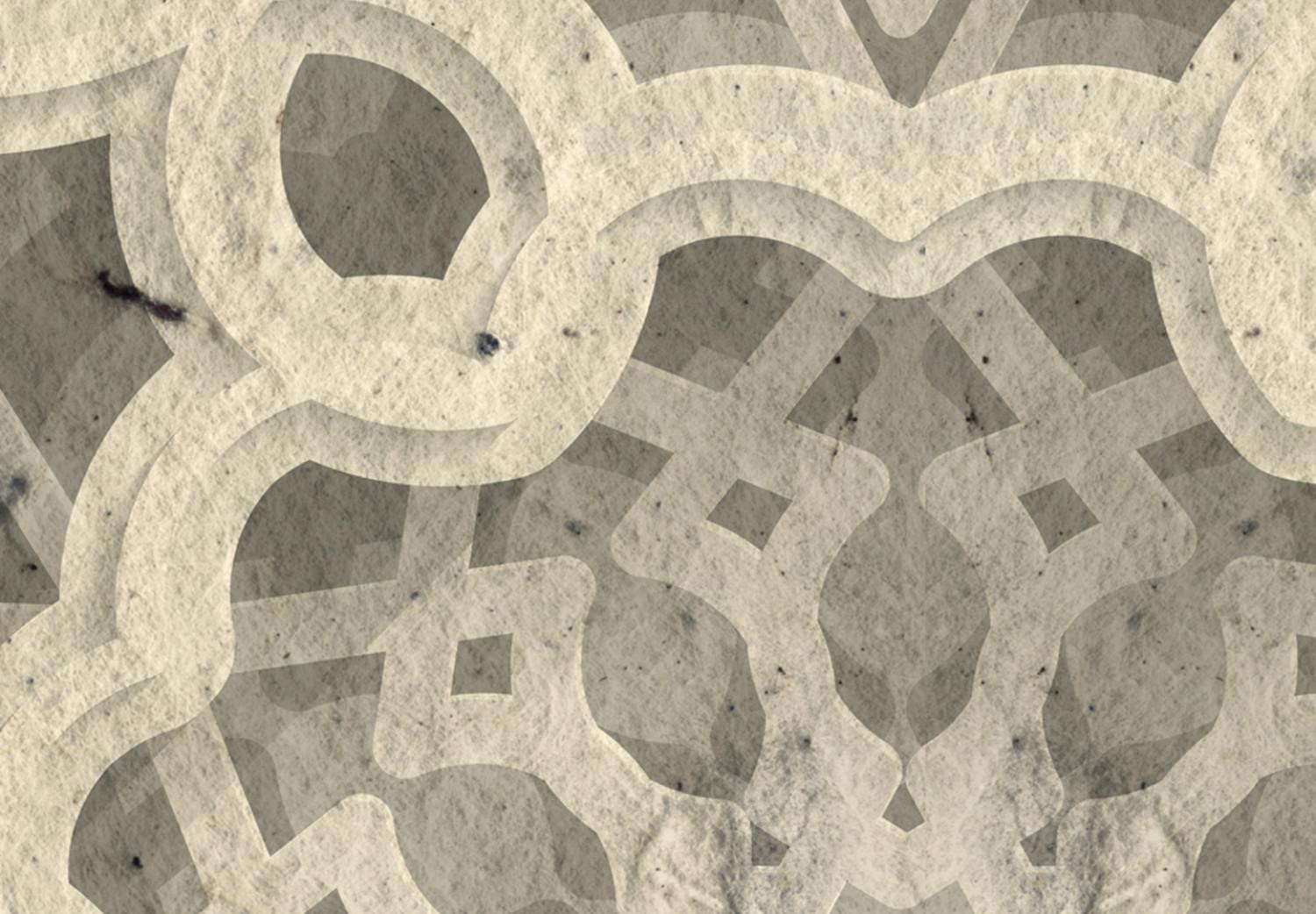 Cuadro decorativo Fragmento de mandala - patrón étnico en blanco, estilizado en bordado