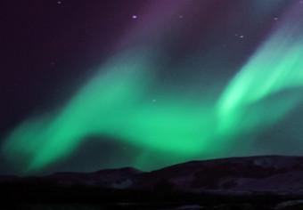 Cuadro moderno Cielo polar nocturno (5 piezas) - paisaje con aurora y mar