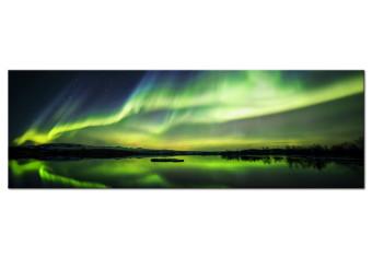 Cuadro Cielo verde (1 pieza) - aurora y mar bajo la noche