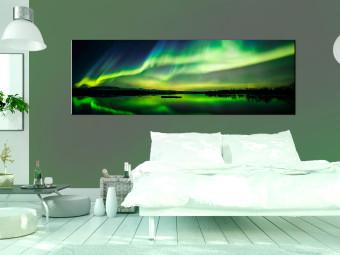Cuadro Cielo verde (1 pieza) - aurora y mar bajo la noche