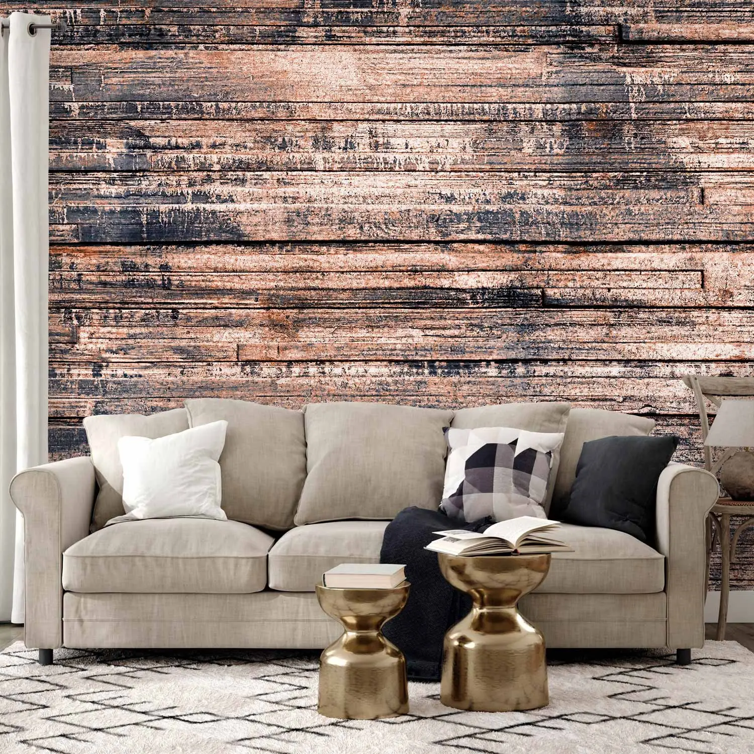 Pared De Tablas De Madera MURAL ADHESIVO PARA PARED CON TABLAS MADERA