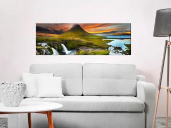 Cuadro Belleza de Islandia (1 pieza) - montañas y cascadas al atardecer