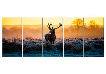 Cuadro Tarde de invierno (5 piezas) - ciervo en un campo soleado