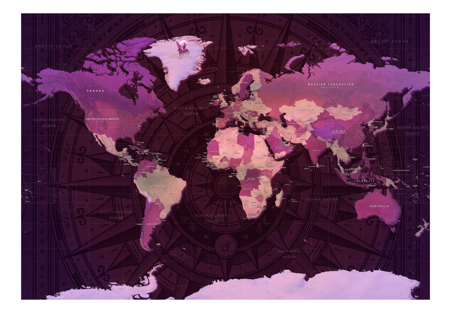 Fotomural a medida Purple World Map