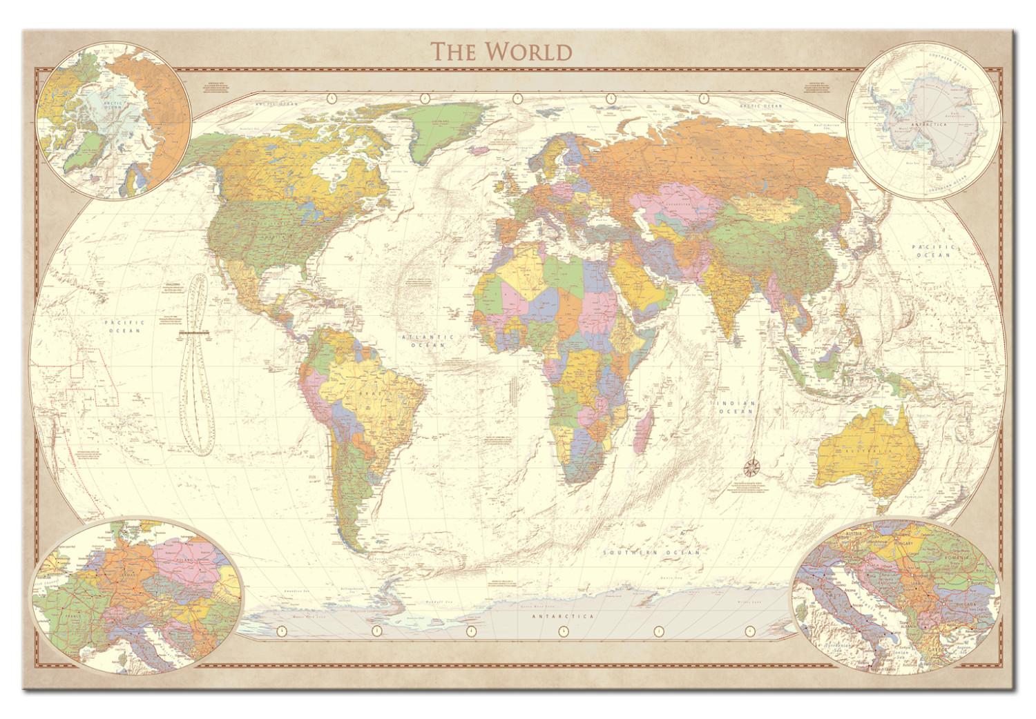 Cuadro decorativo Cream World Map