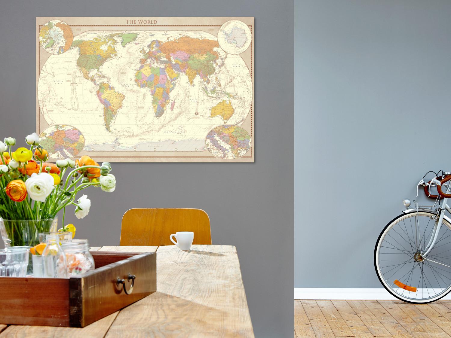 Cuadro decorativo Cream World Map