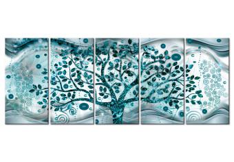 Cuadro Tree and Waves (5 Parts) Blue