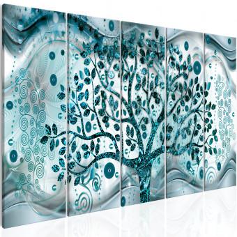 Cuadro Tree and Waves (5 Parts) Blue