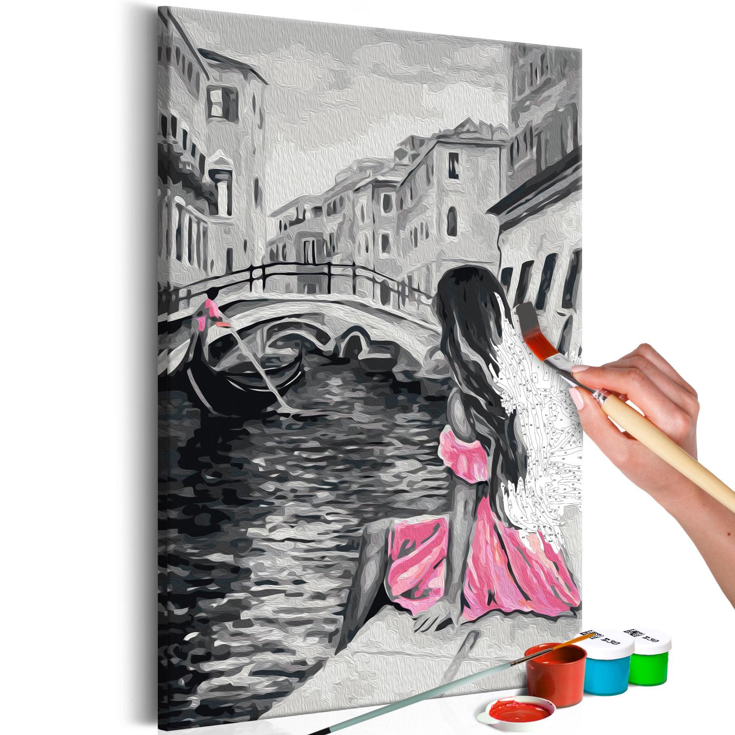 Cuadro para pintar por números Venecia (chica del vestido rosa)