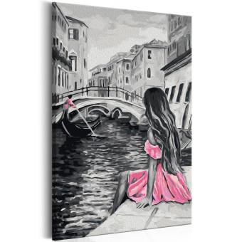 Cuadro para pintar por números Venecia (chica del vestido rosa)