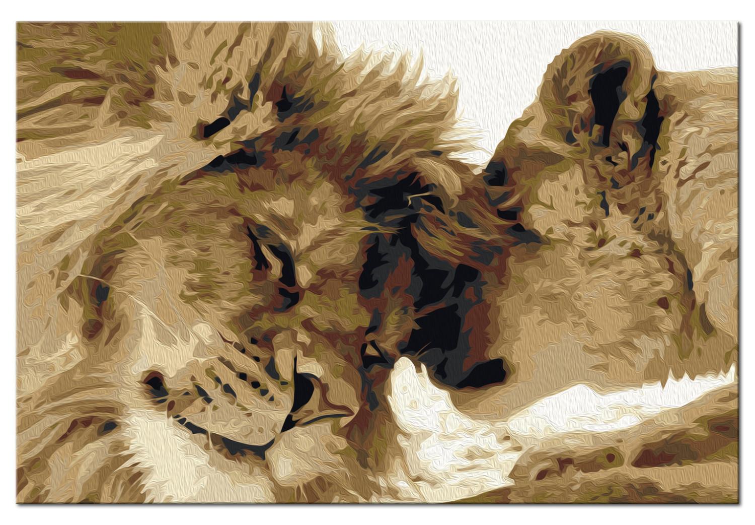 Cuadro para pintar con números León y leona (amor)