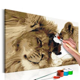 Cuadro para pintar con números León y leona (amor)