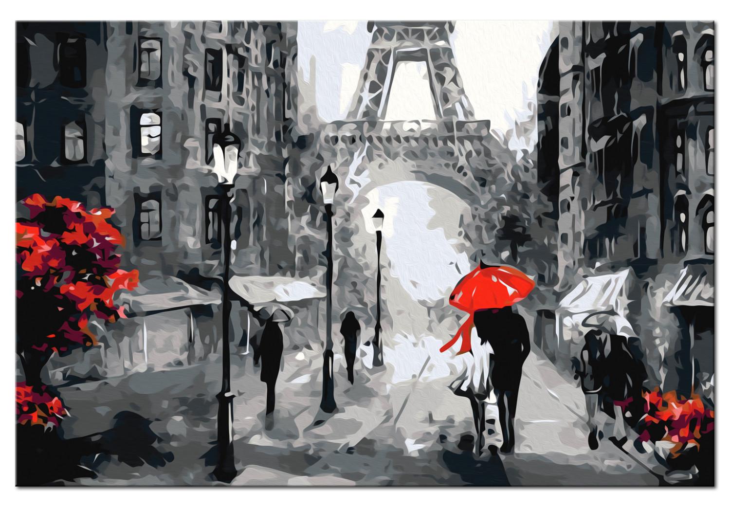  Dibujo para pintar con números Enamorados en París