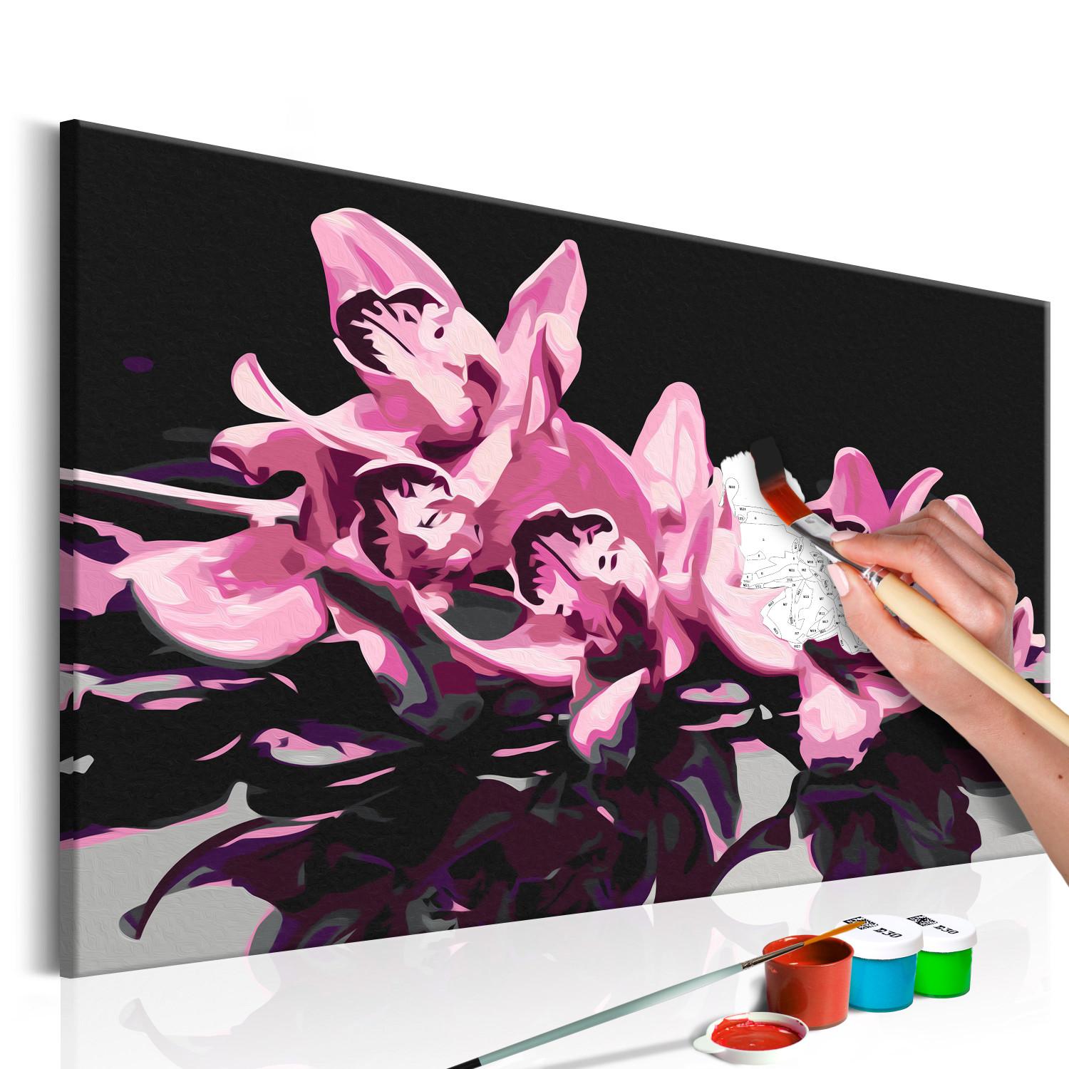 Cuadro para pintar por números Orquídea rosa (fondo negro)