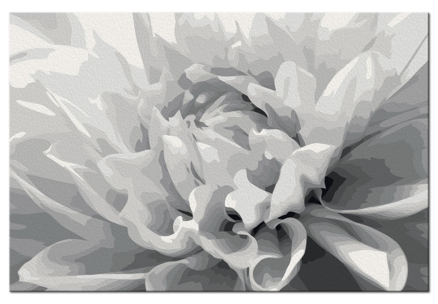 Cuadro para pintar con números Flor de blanco y negro