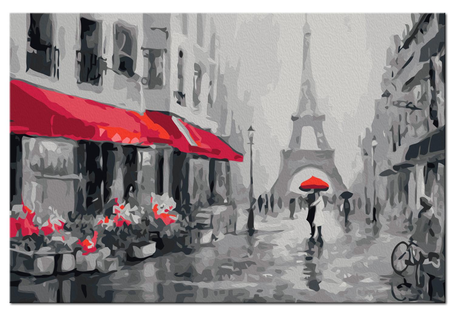 Cuadro numerado para pintar París, bañado por la lluvia
