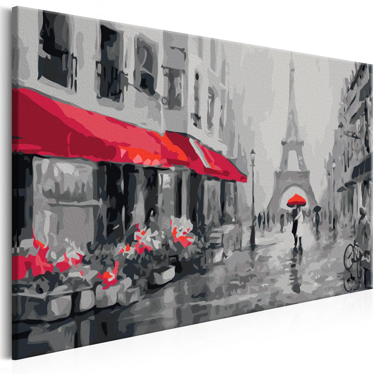 Cuadro numerado para pintar París, bañado por la lluvia