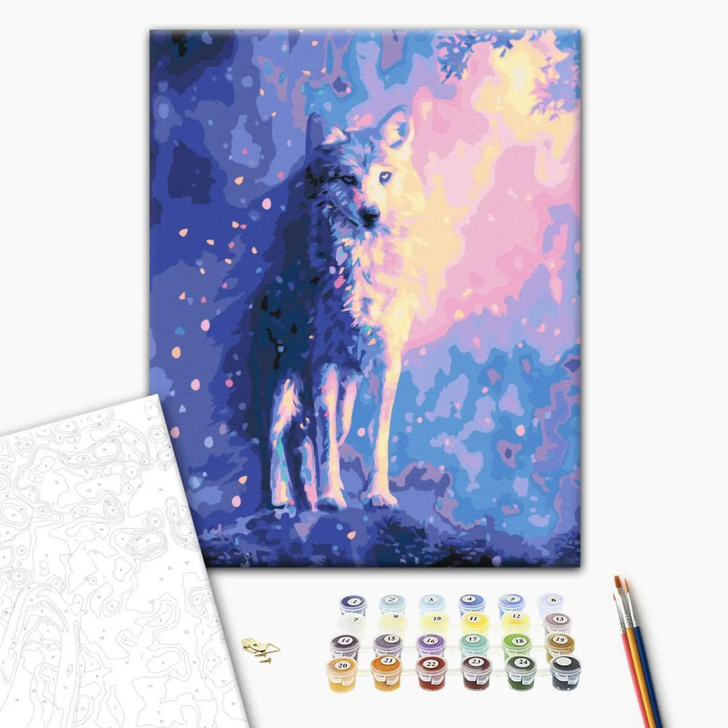 Kit De Pintura Por Números Para Adultos, Cuadro De Lobo De 40x50 Cm, Con Pinceles Y Pinturas Acrílicas, Sin Marco, Ideal Para Regalar O Decorar El Hogar