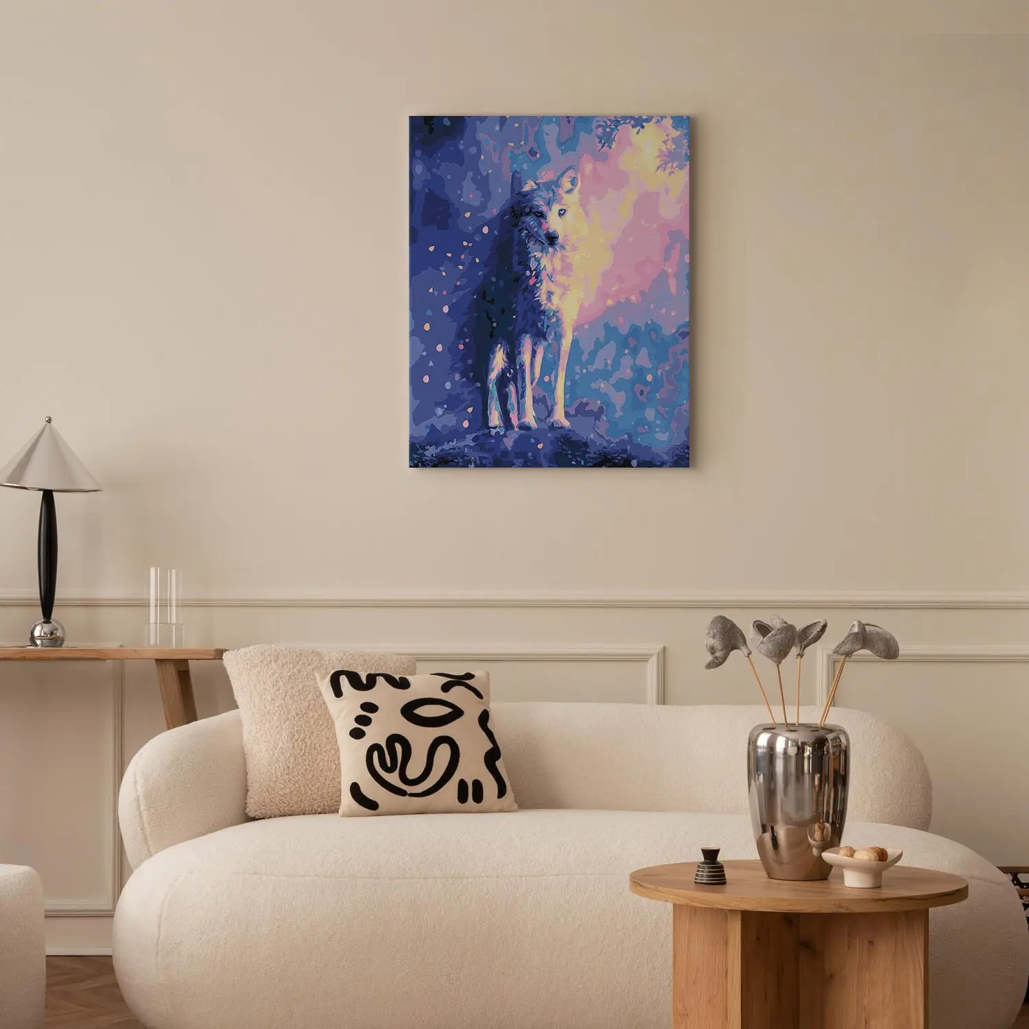 Pintura Por Números Para Adultos – Lobo Aullando A La Luna, Kit Sobre Lienzo De 40x50 Cm, Manualidad Con Pinceles, Sin Marco