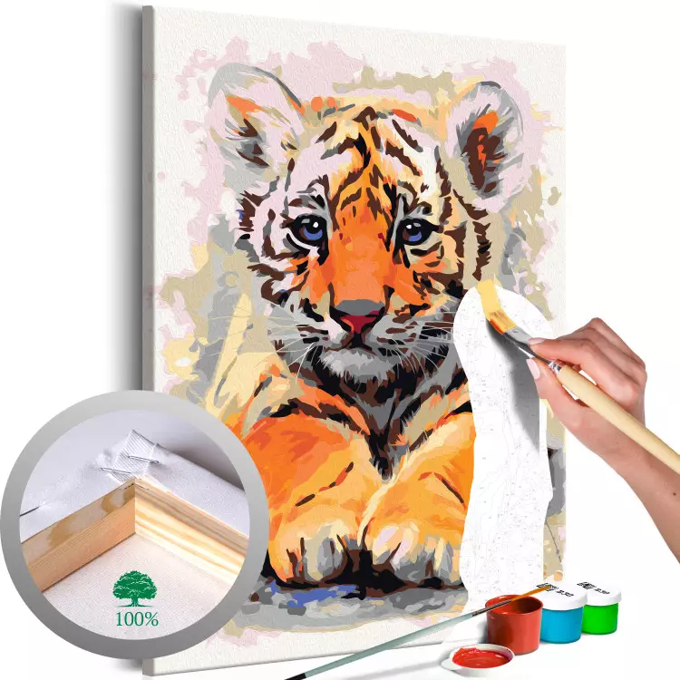  Dibujo para pintar con números Cachorro de tigre