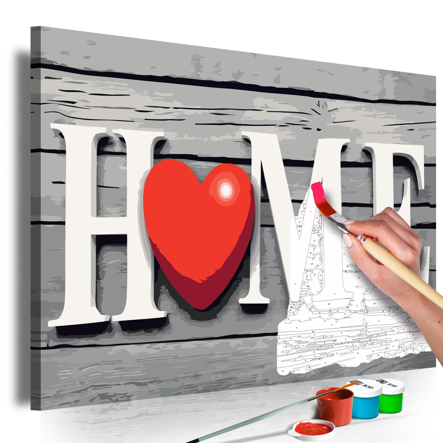Cuadro numerado para pintar Home with Red Heart