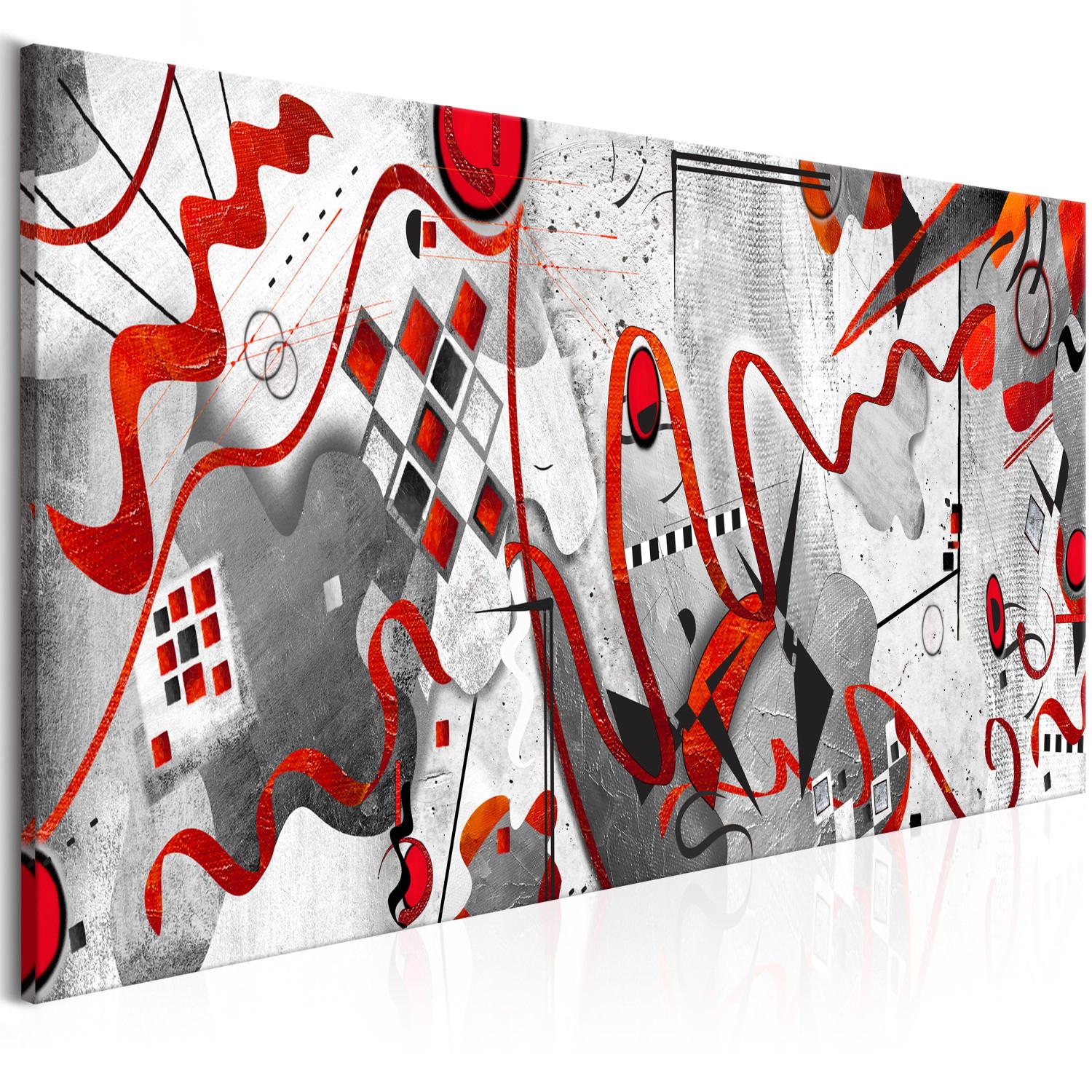 Cuadro moderno Cintas rojas (1-pieza) ancho - abstracción geométrica de figuras