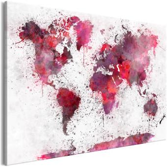 Cuadro decorativo World Map: Red Watercolors (1 Part) Wide