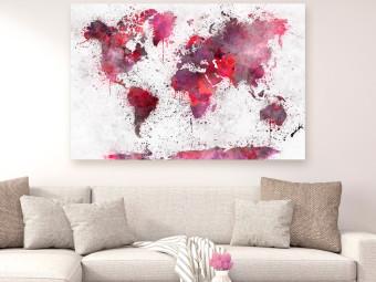 Cuadro decorativo World Map: Red Watercolors (1 Part) Wide