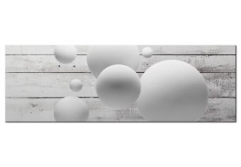 Cuadro moderno Bolas y tablas (1-pieza) estrecho - bolas 3D sobre textura de madera