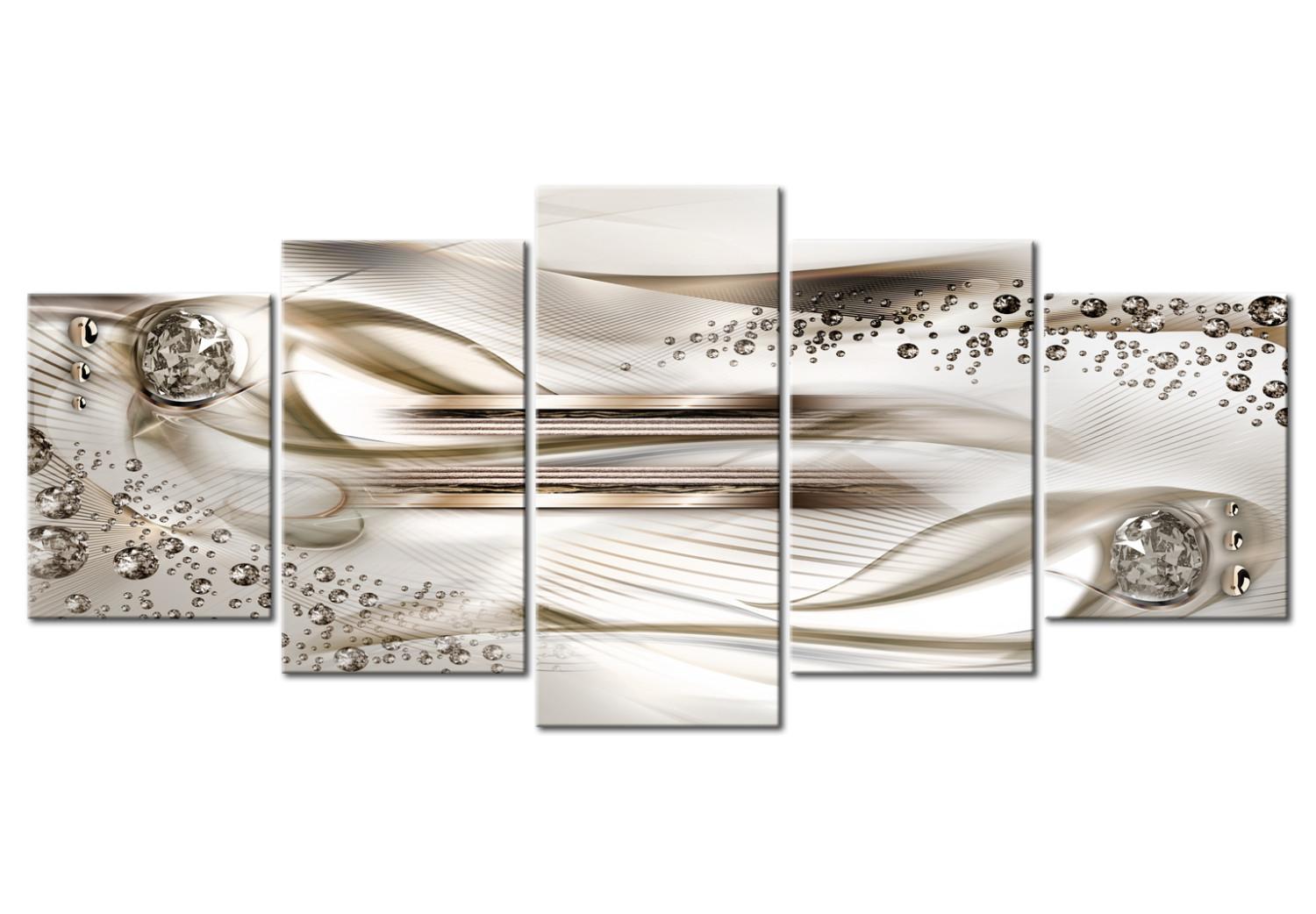 Cuadro decorativo Arpa submarina (5-pieza) ancho marrón - abstracción de cristales