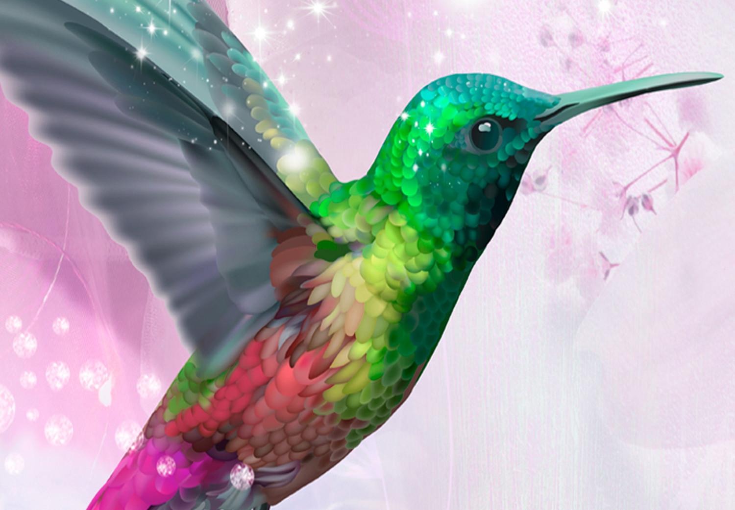 Cuadro Colourful Hummingbirds (5 Parts) Wide Violet