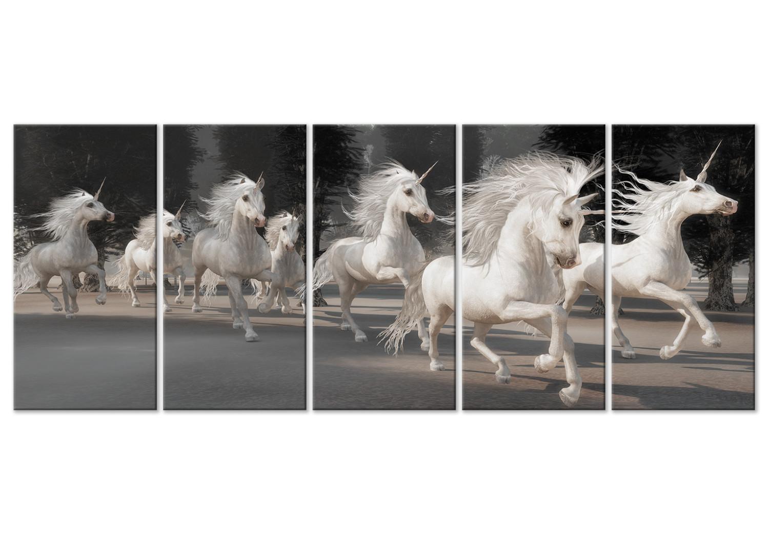 Cuadro Una manada de unicornios que corren - criaturas místicas que corren