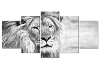 Cuadro moderno The King of Beasts (5 Parts) Wide Black and White