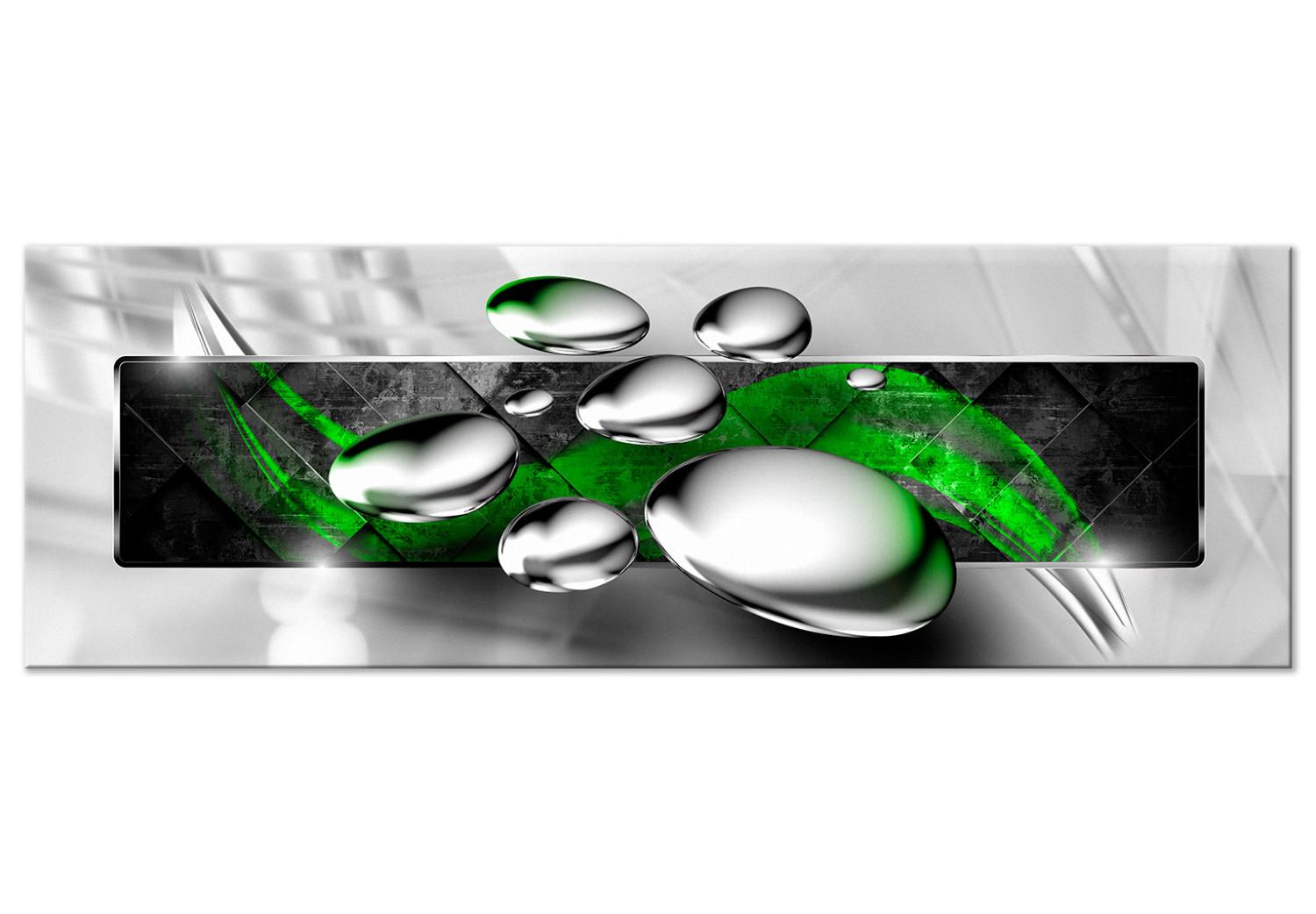 Cuadro Piedras brillantes (1-parte) estrecho verde - abstracción gris