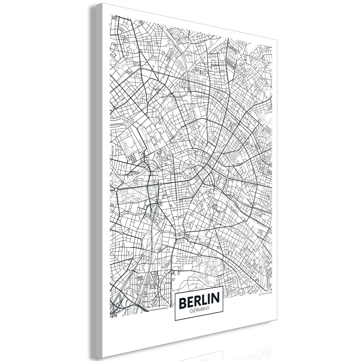 Cuadro decorativo Plano de Berlín - mapa en blanco y negro de parte de la ciudad