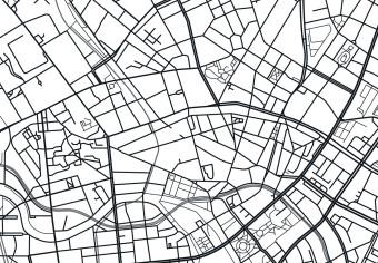 Cuadro decorativo Plano de Berlín - mapa en blanco y negro de parte de la ciudad