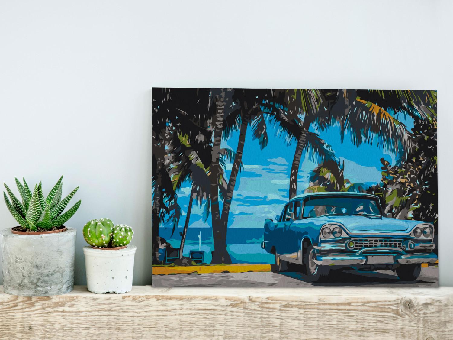 Cuadro numerado para pintar Car under Palm Trees