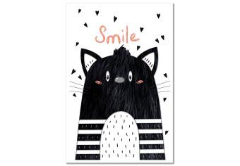 Cuadro moderno Criatura en blanco y negro - gráficos abstractos con gatito sonriente