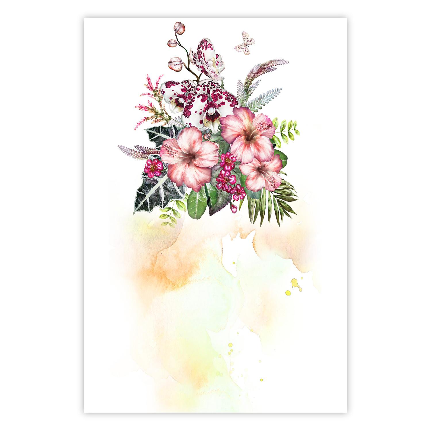 Póster Ramo colorido - composición botánica en flores coloridas y acuarelas