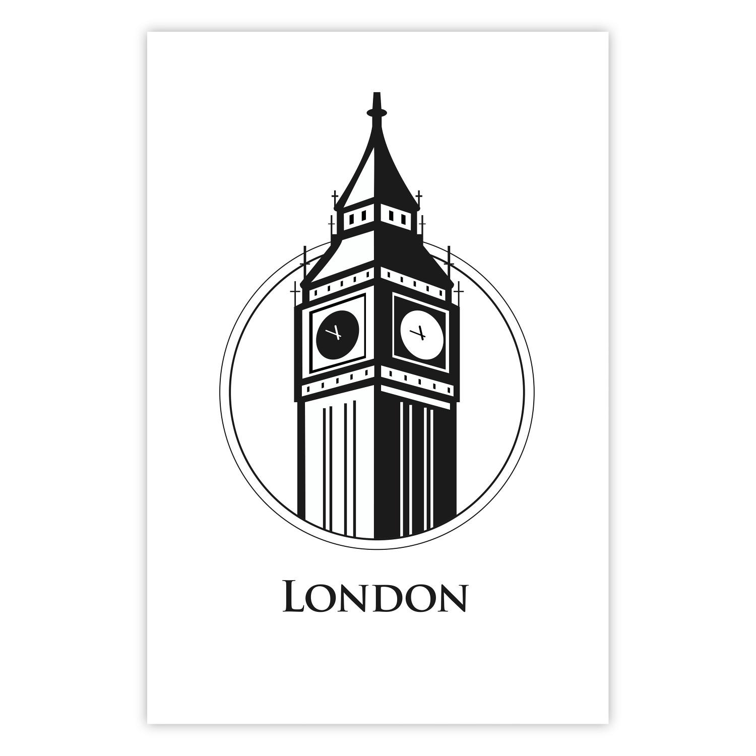 Cartel Londres - composición en blanco y negro con Big Ben y texto en inglés