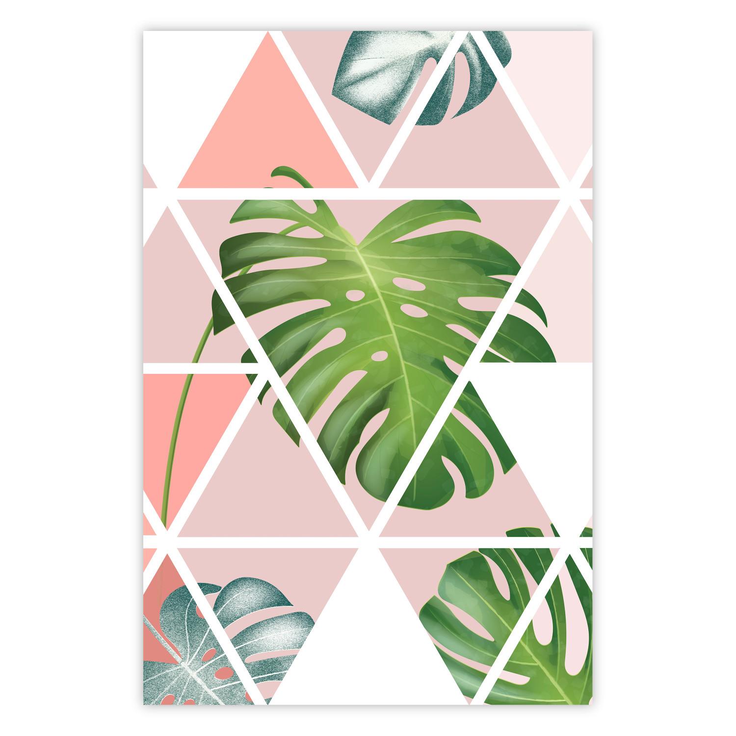 Cartel Monstera geométrica - composición abstracta con hojas tropicales