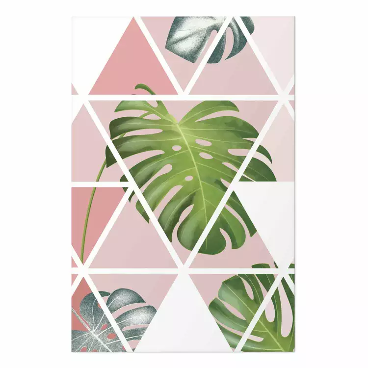Cartel Monstera geométrica - composición abstracta con hojas tropicales