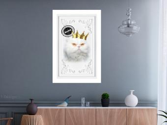 Cartel Rey gato - composición divertida con felino blanco y texto en inglés