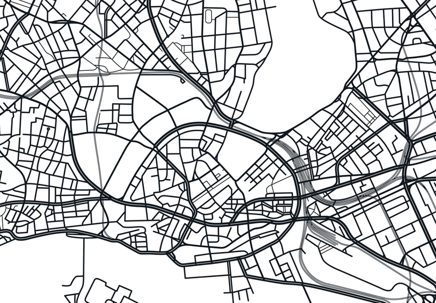 Póster Mapa de Hamburgo - blanco y negro sobre claro
