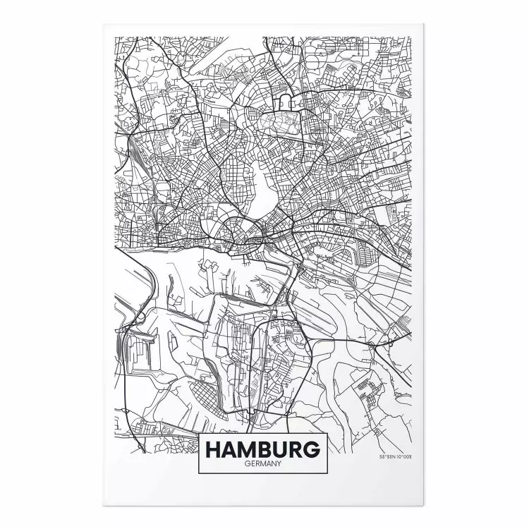 Póster Mapa de Hamburgo - blanco y negro sobre claro