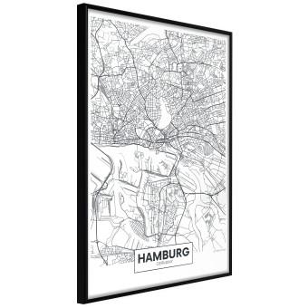 Mapa de Hamburgo - blanco y negro sobre claro