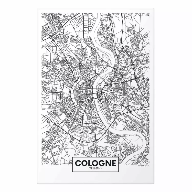 Mapa de Colonia - blanco y negro sobre claro