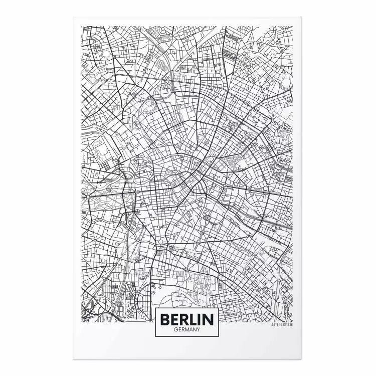 Cartel Mapa de Berlín - capital alemana sobre fondo uniforme