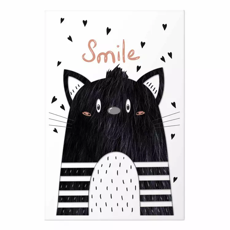 Sonríe - abstracción en blanco y negro con gato